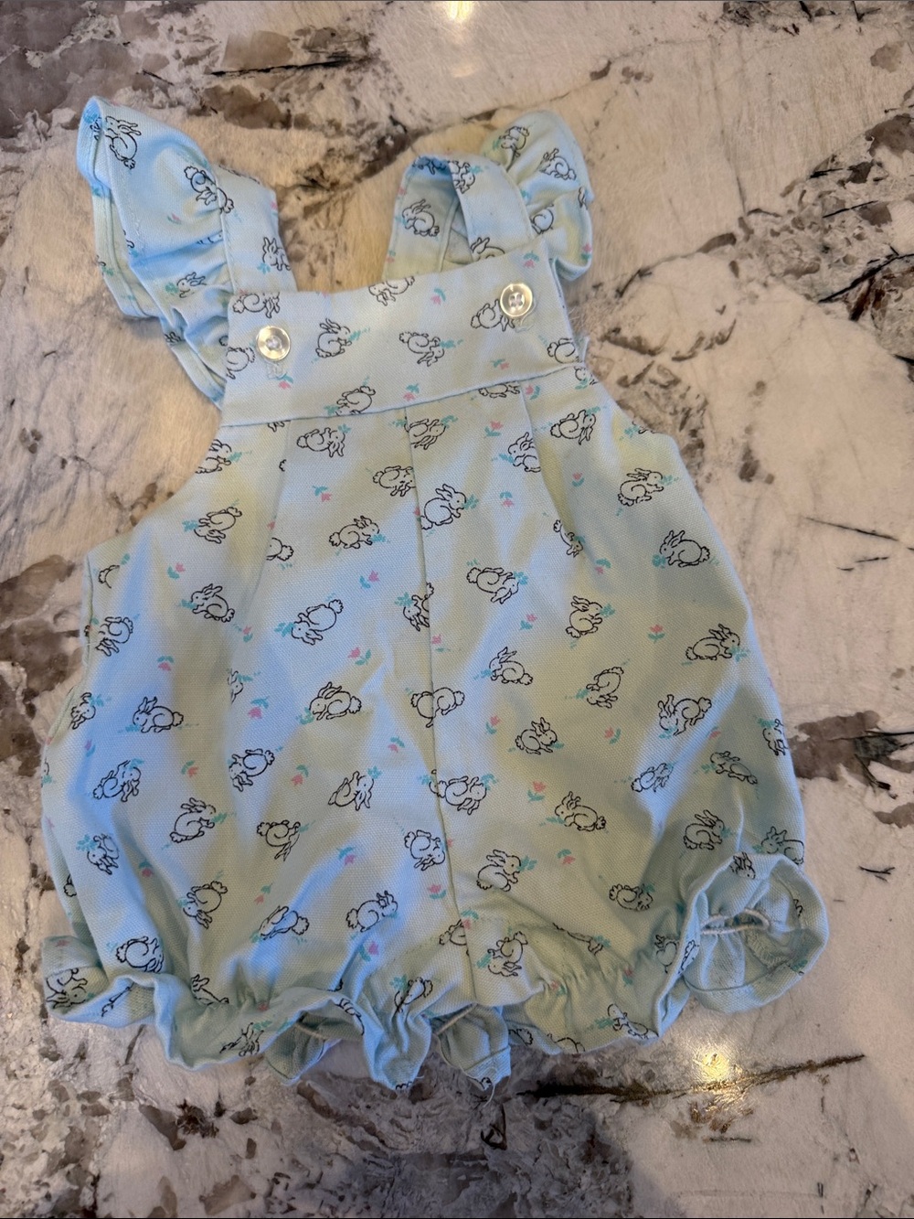 Baby Light Blue Bunny Print Romper
